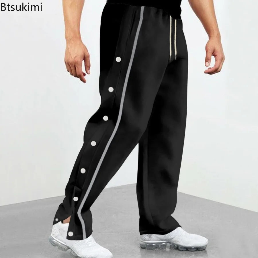 2025 New Men's Fashion Long Trousers Spring Autumn  Loose Straight Drawstring Large Size Men's Casual Trousers Male Cargo Pants