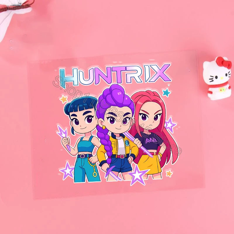 Kpop Demon Hunter Cartoon 3D Transfer Sticker UV DTF Stickers Kawaii Water Cup Water Bottle Lunch Box DIY Waterproof Sticker