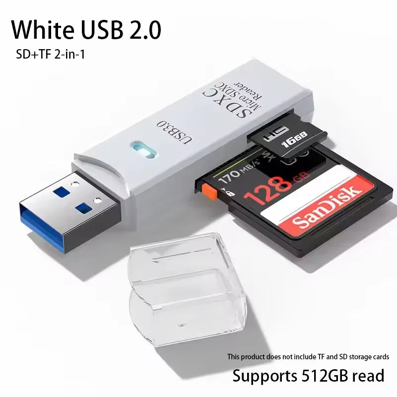 NNBILI 1-2pcs Card Reader USB3.0/2.0 To SD TF Memory Adapter High Speed TF Memory 2 IN 1 Card Reader For PC Laptop Accessories