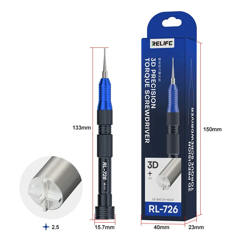 RELIFE RL-726 3D Precision Torque Screw Driver Anti Slip Teeth Screwdriver For iPhone Android phone Disassembly Repair Tools