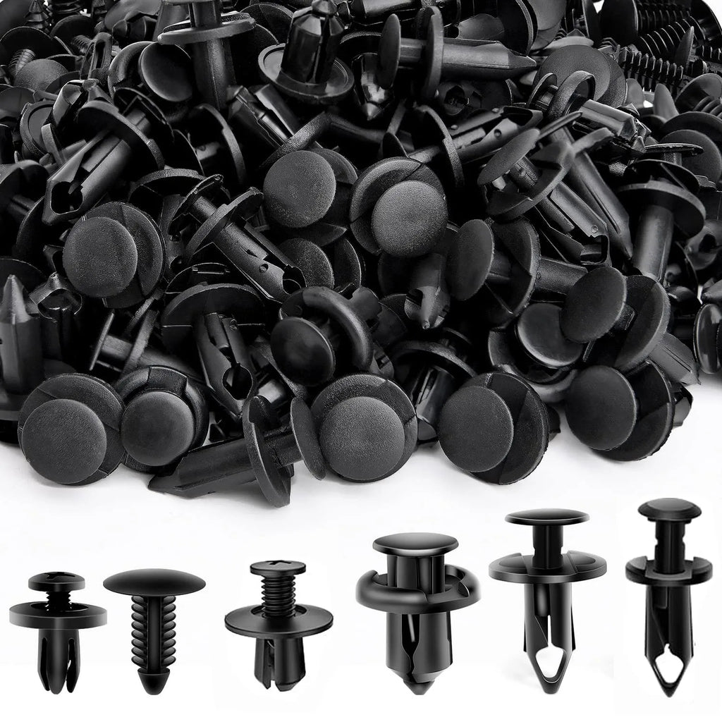Bagged Set of 190 Pcs Car Universal Buckles 6 Models Size Fastener Rivet Clamping Fastener Buckle Car Accessory Abs Material Fixed Screw