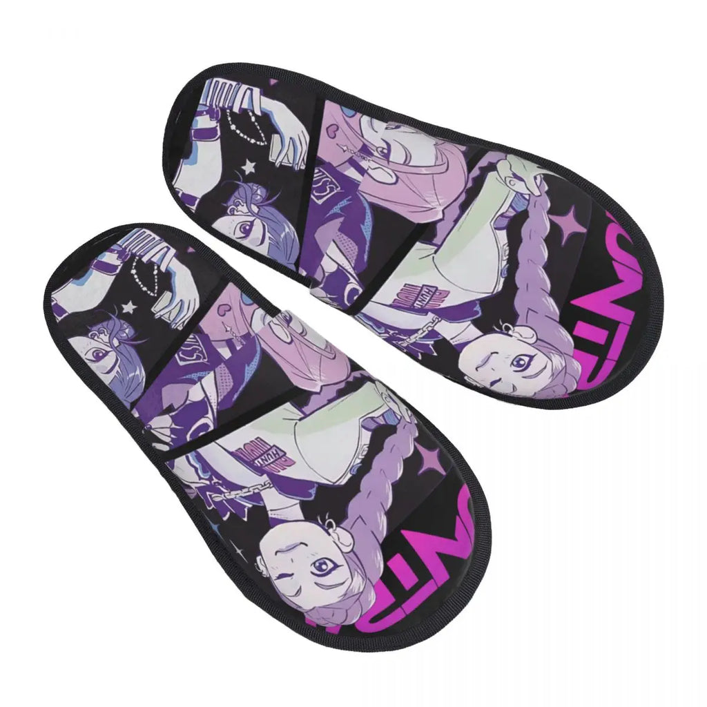 Kpop Demon Hunters Huntrix Soft Scuff Memory Foam Slippers Women Spa House Shoes