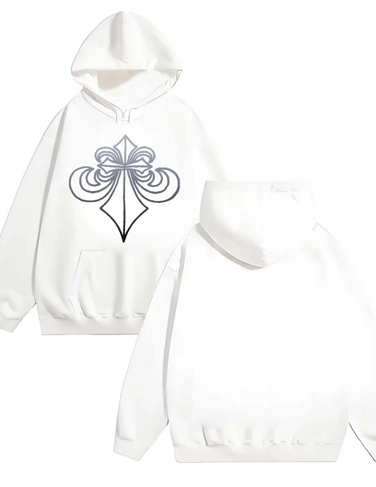 The 2025 new men's and women's fashion loose 330G heavy duty hooded sweatshirt is printed with simple and elegant totems