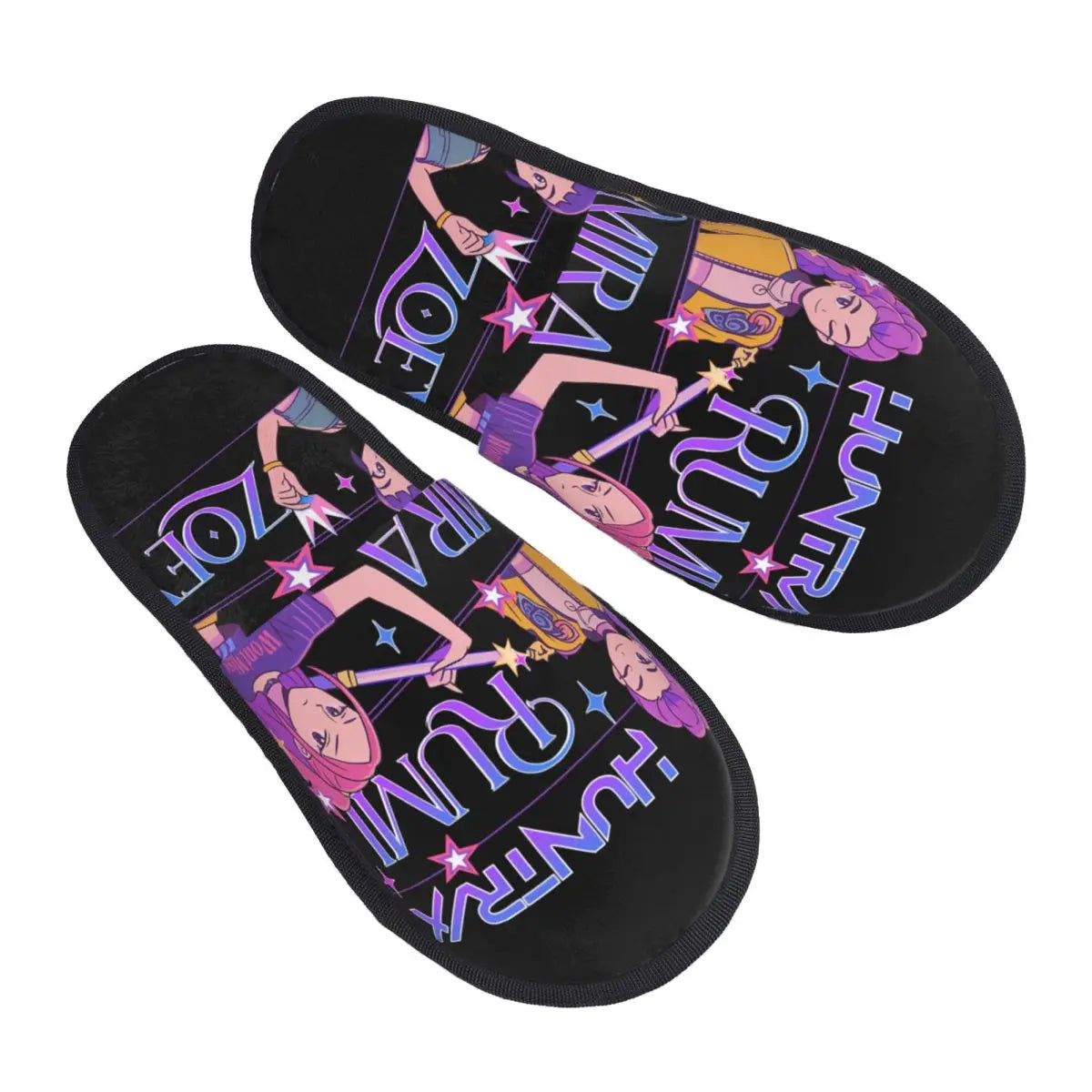 Kpop Demon Hunters Huntrix Soft Scuff Memory Foam Slippers Women Spa House Shoes