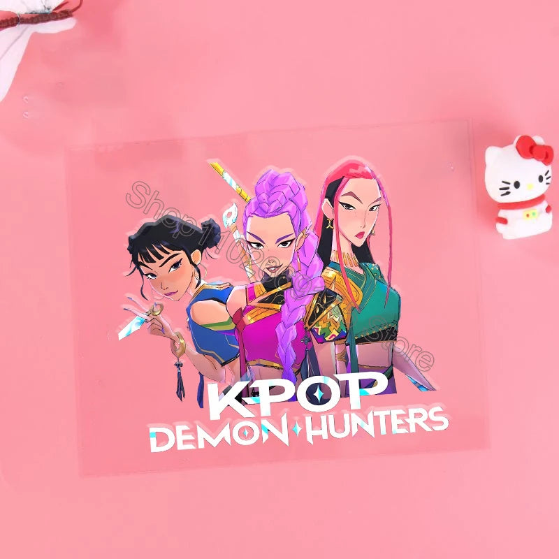 Kpop Demon Hunter Cartoon 3D Transfer Sticker UV DTF Stickers Kawaii Water Cup Water Bottle Lunch Box DIY Waterproof Sticker
