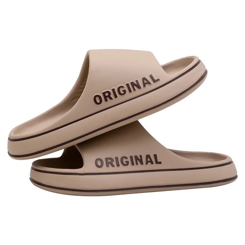 Feslishoet Women Letter Slippers Beach Slides Solid Color Mens Thick Sole Indoor Outdoor Bathroom Anti Slip Shoes Summer Sandal