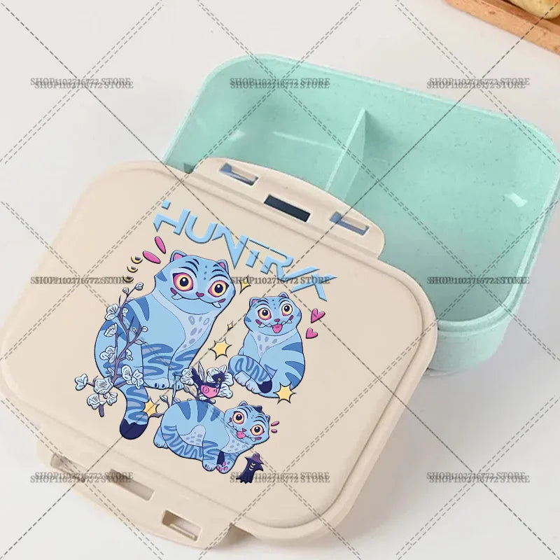New Kpop Demon Hunter Bento Box Anime Huntrix Lunch Boxes with Dinnerware Girls School Picnic Food Storage Fruit Container Gift