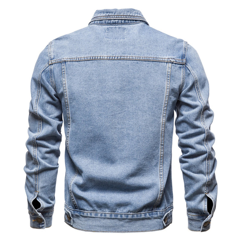 Autumn Men Solid Denim Jackets Fashion Motorcycle Vintage Jeans Jackets Hommes Slim Fit Cotton Casual Black Blue Coats