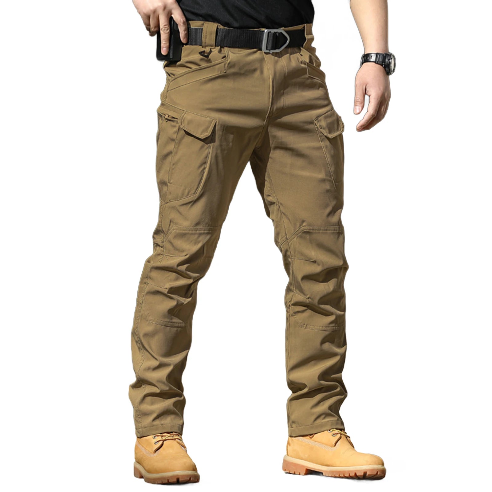 Men Camo Multi Pockets Cargo Pants Quick Dry Outdoors Sports Trousers Camouflage black Trousers for Travel Hiking climb