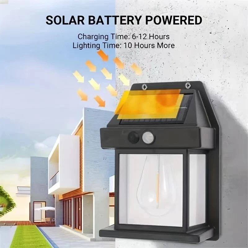 Solar Outdoor Waterproof LED Wall Light Powerful Solar Energy Lamp with Light Sensor for Garden Yard Fence House Decoration