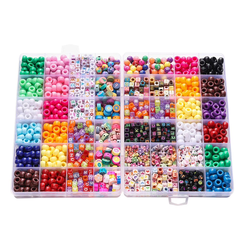 650pcs/set 24 Colors Letter Beads Set Material Acrylic Loose Spacer Beads DIY Jewelry Bracelet Necklaces Accessories