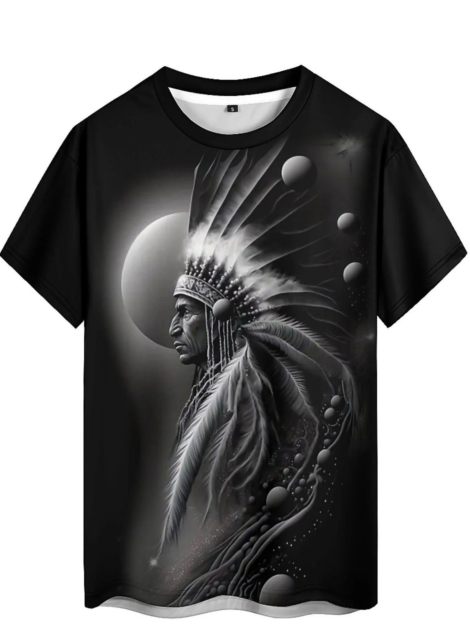Men's 3D Printed Tribal Chieftain Graphic T-Shirt - Gothic Retro Design, Breathable Polyester, Regular Fit Short Sleeve Tee