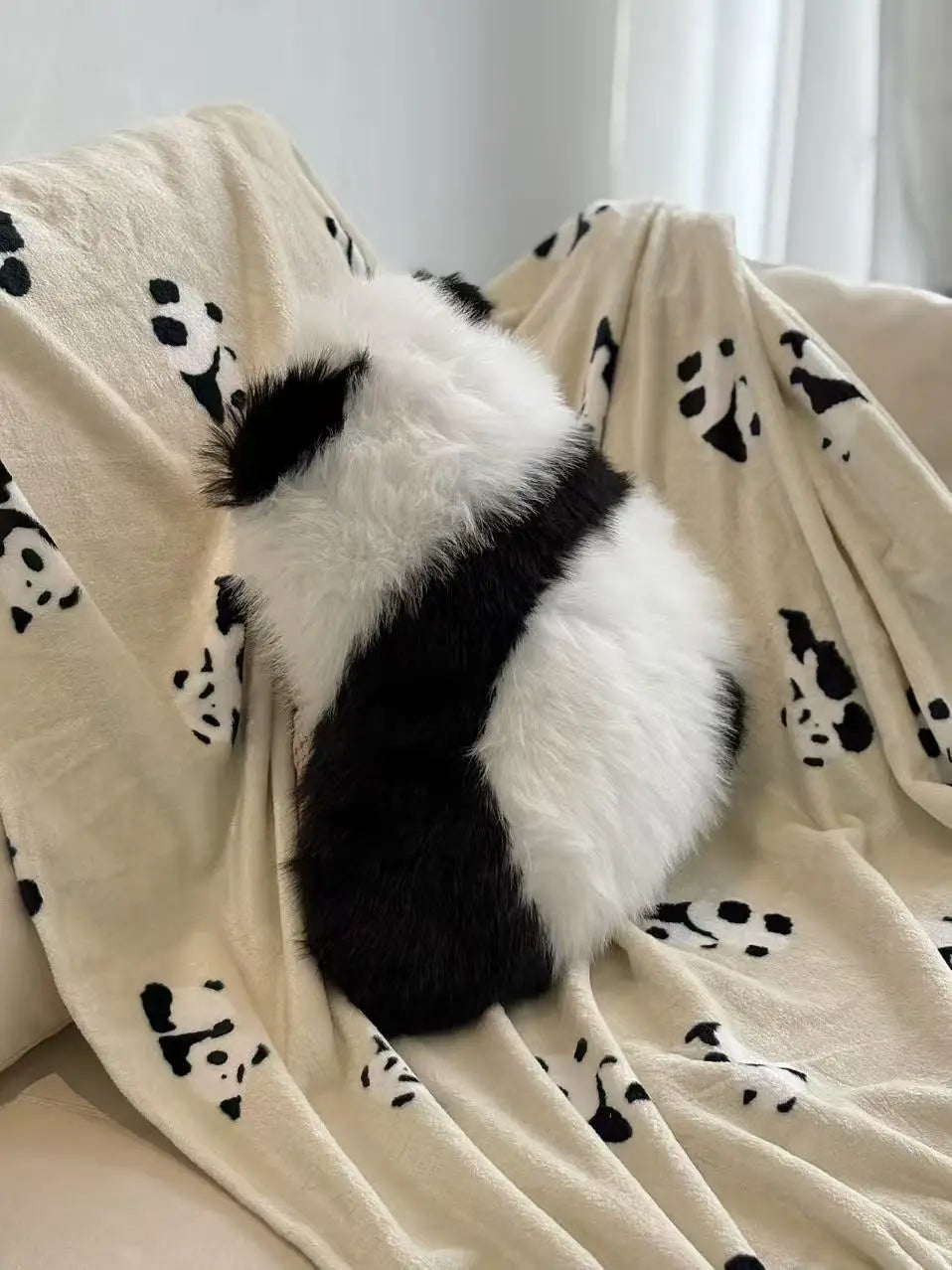 Cute Kawaii 2 In 1 panda pillow blanket comfortable and large size blanket suitable for home sofa car office room decor
