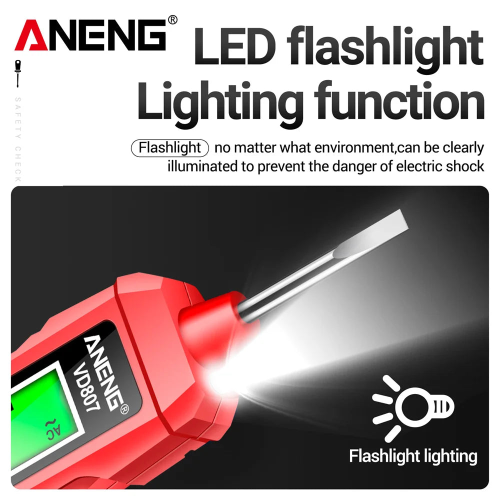 ANENG VD807 One-word Induction Portable 50/60Hz Smart Electric Pen Tester NCV Sensor AC 12-300V Non-contact Wire Detector Tools