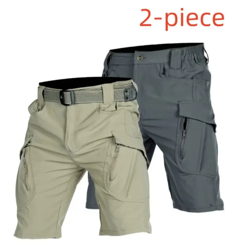 New 2 Piece Men's Outdoor Quick Dry Shorts , Breathable, High Capacity with Multiple Pockets for Hiking, Fishing and Casual Wear
