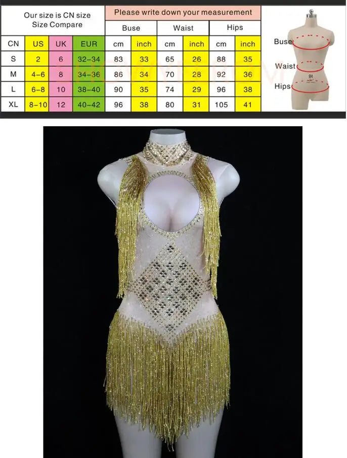 Birthday Party Sexy Stage Show Costume Bar Dj Turtleneck Diamond Fringed Stretch Onesie Skirt Vestidos Elegantes Mujer De Fiesta