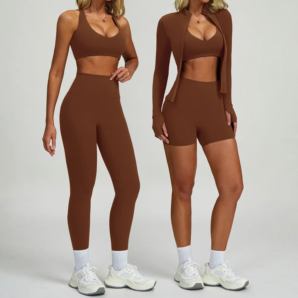 New Sportswear Seamless Yoga Set Gym Clothes Sportswear Long sleeved jacket Women Fitness Set Tracksuits Sports Bra Gym Leggings