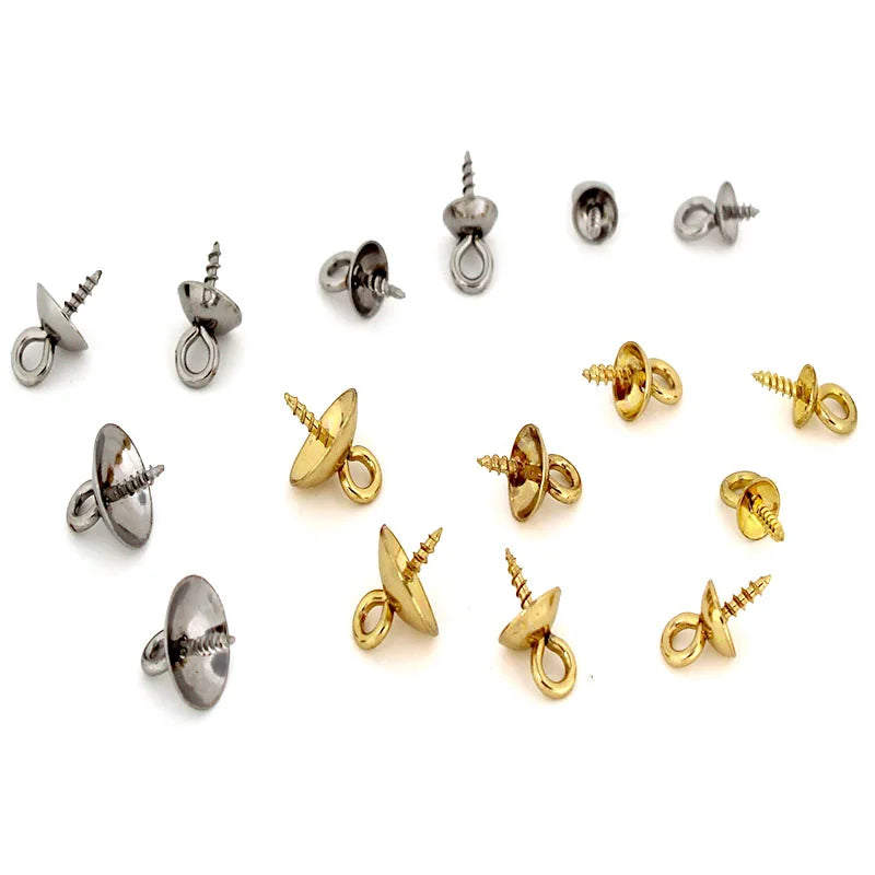 20Pcs Stainless Steel Clasps Hooks Screw Eye Pins Bail Pegs Half Drilled Beads Charms Connectors for DIY Necklace Jewelry Making