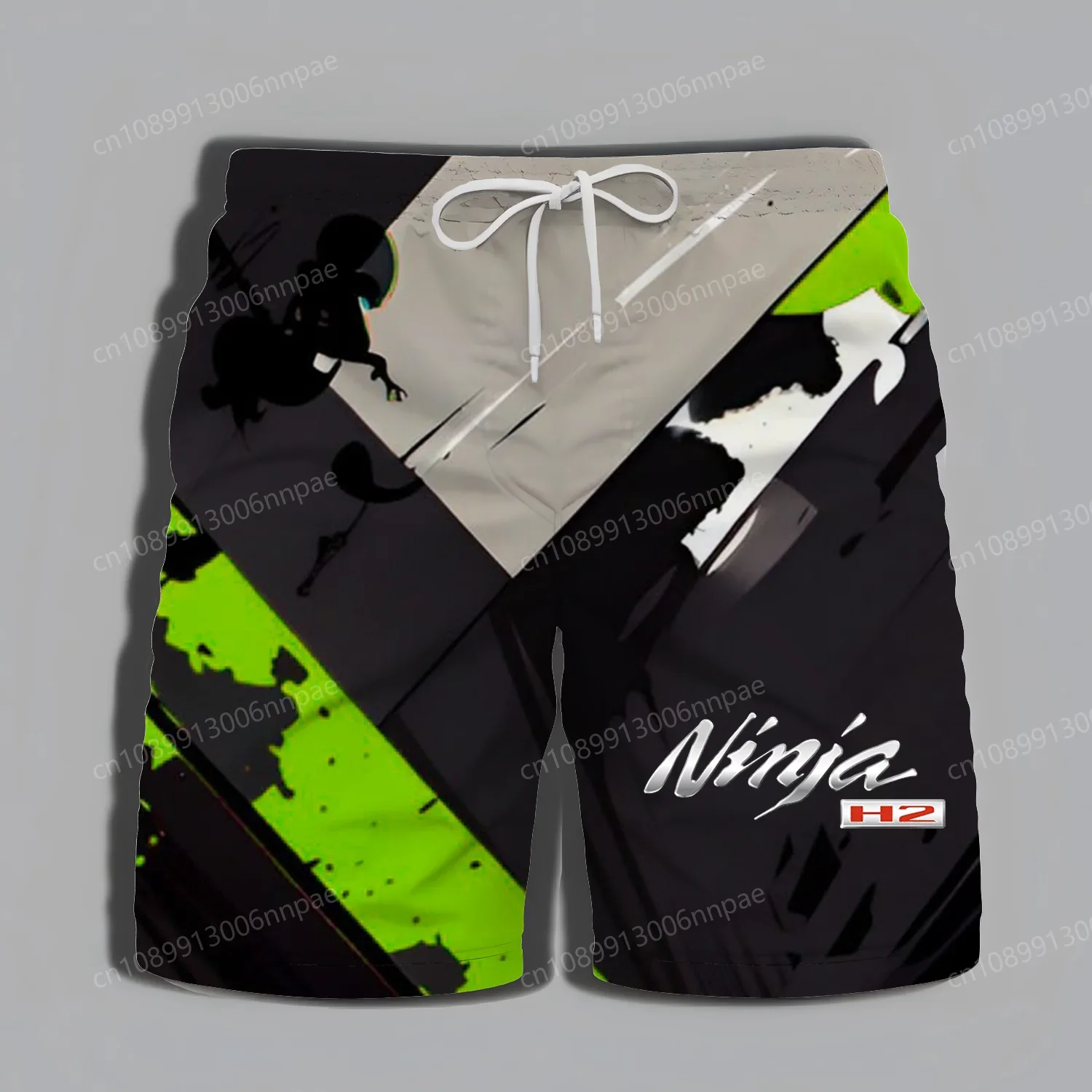 Men's Daily Summer Shorts 2025 New Kawasaki Motorcycle Extreme Sports Pattern Fashionable and Exquisite Beach Pants Cool