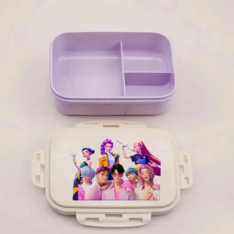 New Kpop Demon Hunter Bento Box Anime Huntrix Lunch Boxes with Dinnerware Girls School Picnic Food Storage Fruit Container Gift
