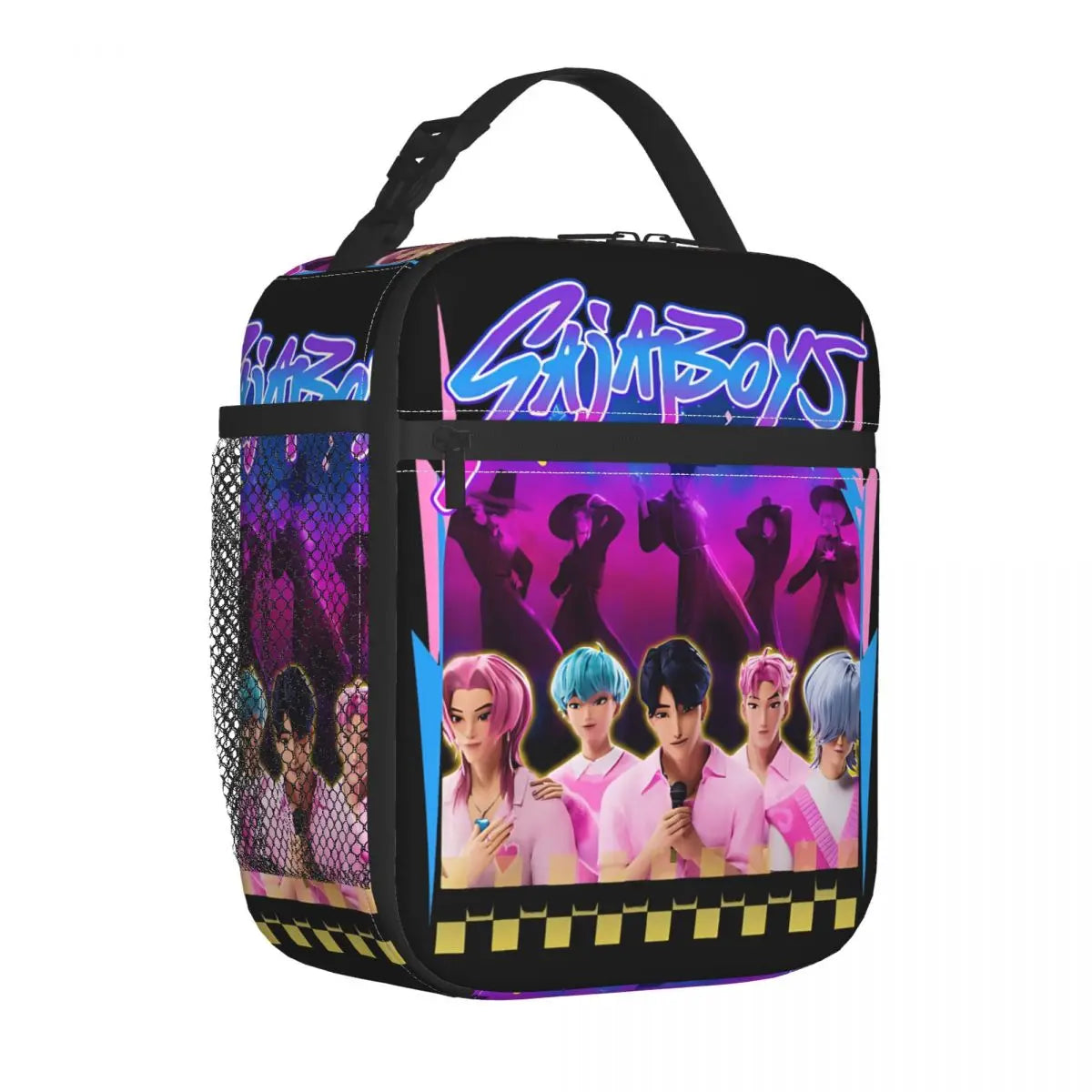 Kpop Demon Hunters Boys Team Retro Style 90s Insulated Lunch Bags Portable Meal Container Cooler Bag Tote Lunch Box Food Handbag
