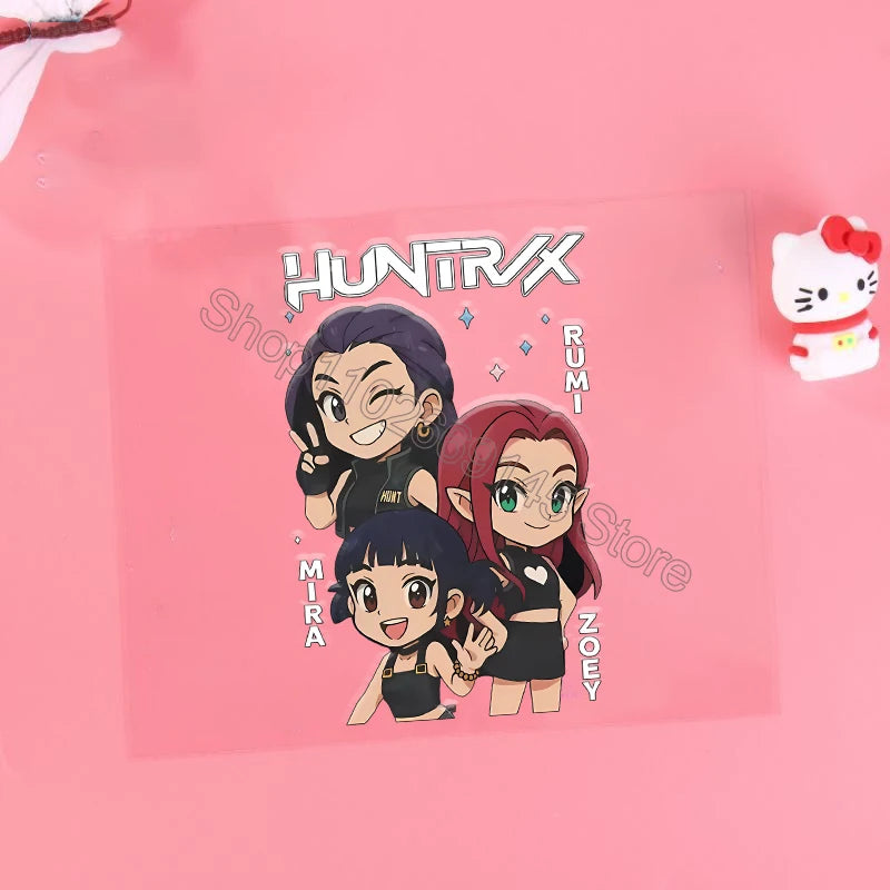 Kpop Demon Hunter Cartoon 3D Transfer Sticker UV DTF Stickers Kawaii Water Cup Water Bottle Lunch Box DIY Waterproof Sticker