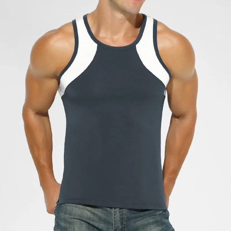 2PCSA comfortable and breathable vest man, a halter top, hurdling, short-sleeved young man, sports running, sleeveless T-shirt,