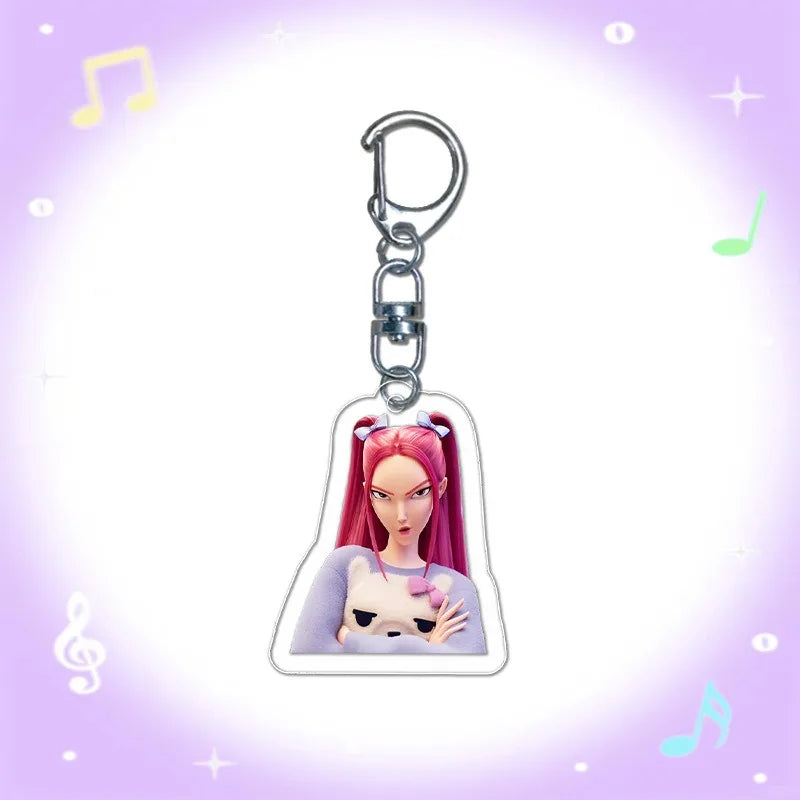 New Kpop Demon Hunters Huntrix Saja Boys Mystery Keychains Accessories Rumi Zoey Jinu Mira Key Ring Acrylic Keyrings Fans Gifts