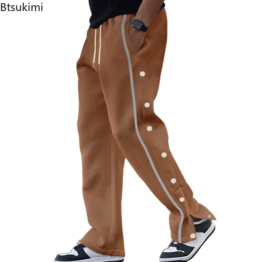 2025 New Men's Fashion Long Trousers Spring Autumn  Loose Straight Drawstring Large Size Men's Casual Trousers Male Cargo Pants