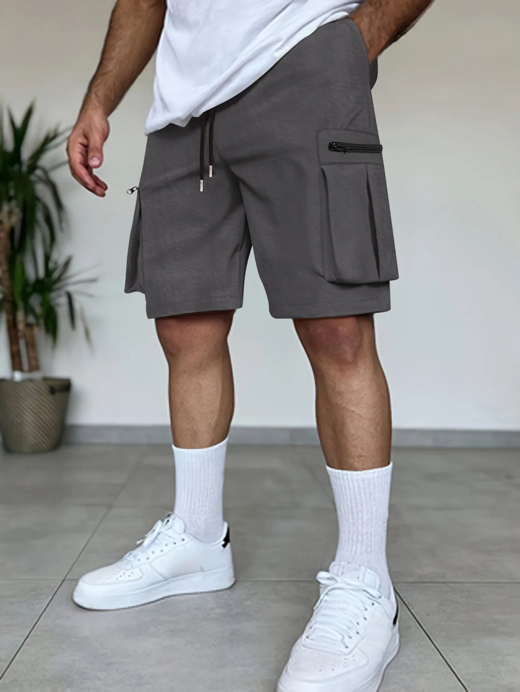 Summer new solid-color high-quality short men's casual mountain-style multi-pocket shorts, workwear lightweight capcropped pants