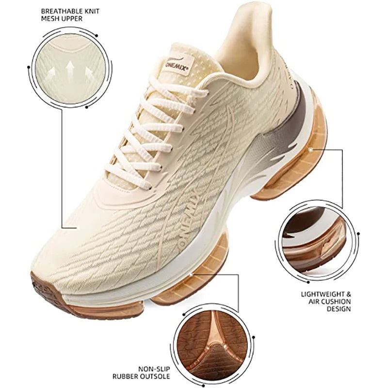 ONEMIX 2025 New Running Shoes for Men Air Cushion Athletic Couple Trainers Sport Runner Shoes for Outdoor Women Walking Sneakers