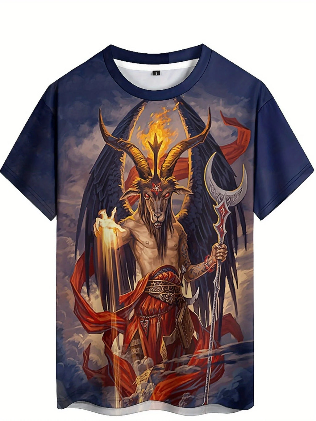 Men's 3D Demon Print T-Shirt | Bold Dark Style Graphic Tee with Intricate Fantasy Design | Short Sleeve, Round Neck