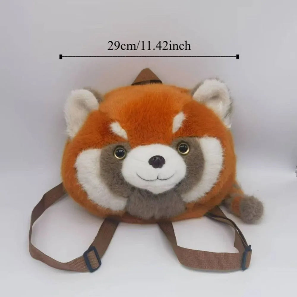 Plush Toy Red Panda Plush Bag Flower Adjustable Raccoon Backpacks Soft Stuffed Plush Doll Schoolbags Kindergarten