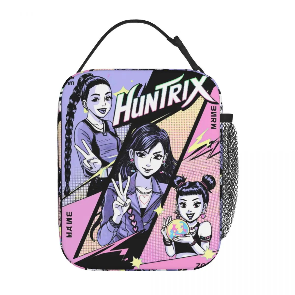 Kpop Demon Hunters Boys Team Retro Style 90s Insulated Lunch Bags Portable Meal Container Cooler Bag Tote Lunch Box Food Handbag