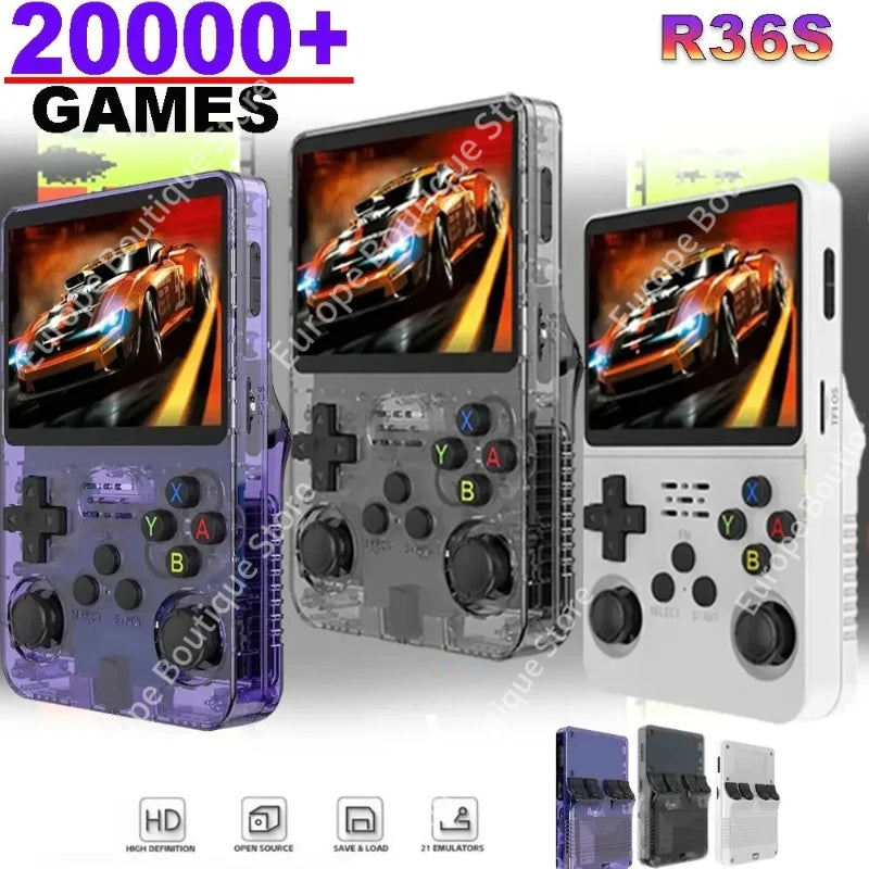 128GB R36S Retro Handheld Video Game Console 3.5Inch IPS Screen Player Kid Portable Pocket Video Player Games Arkos System