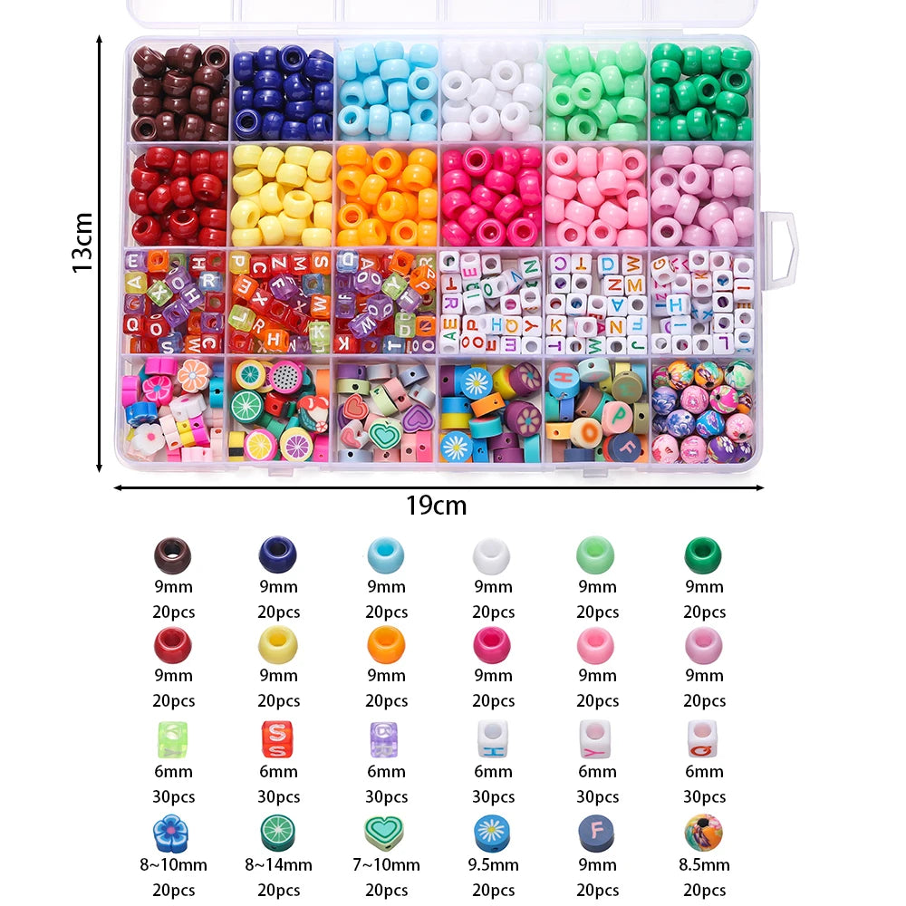 650pcs/set 24 Colors Letter Beads Set Material Acrylic Loose Spacer Beads DIY Jewelry Bracelet Necklaces Accessories