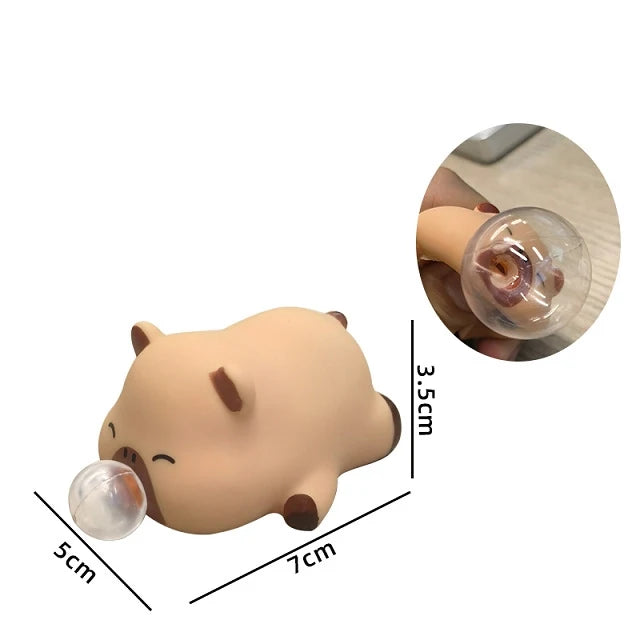 Cute Animals Pinch Toy Spit Bubble Funny Relax Ball Sensory Fidget Toy Cartoon Puppy Capybara Panda Squeeze Ball Toy Kids Gift