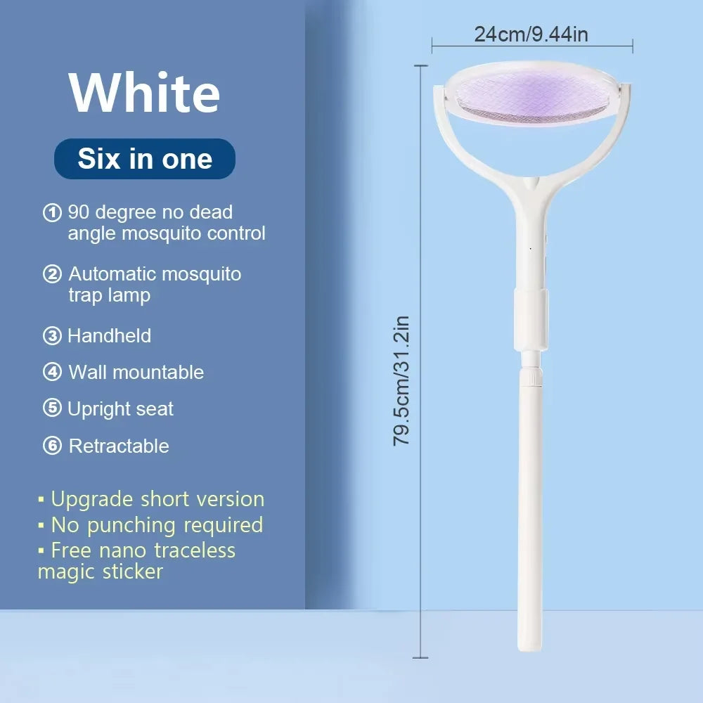 5 In 1 Fast Charging Racket Kill Fly Bug Safety Insulated Battery Powered Lamp ABS Adjustable Electric Mosquito Swatter