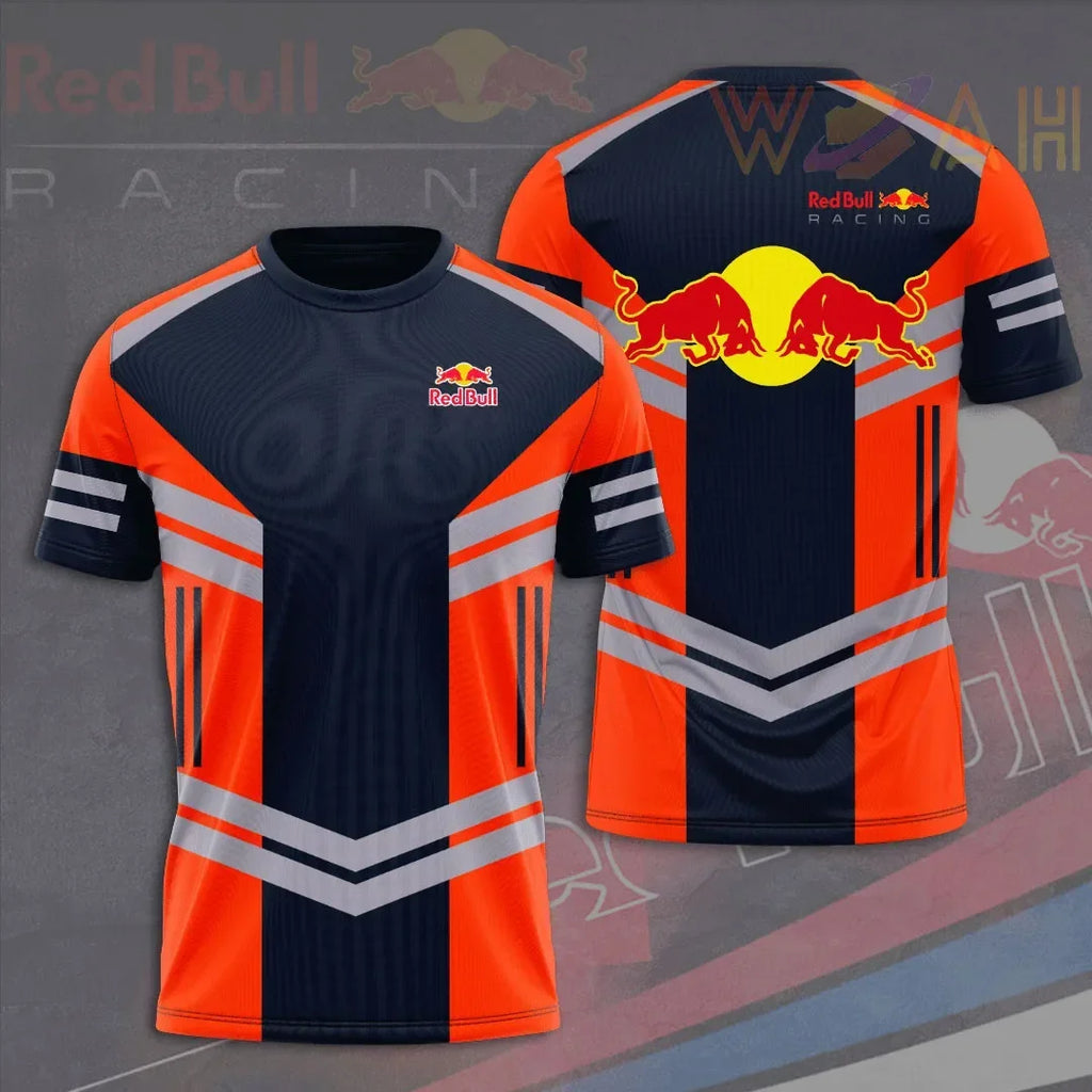 Men's Red Bull T-shirt 3D Printed Color Pattern Round Neck T-shirt Men and Women Casual Tops Oversized Racing Cycling Jersey