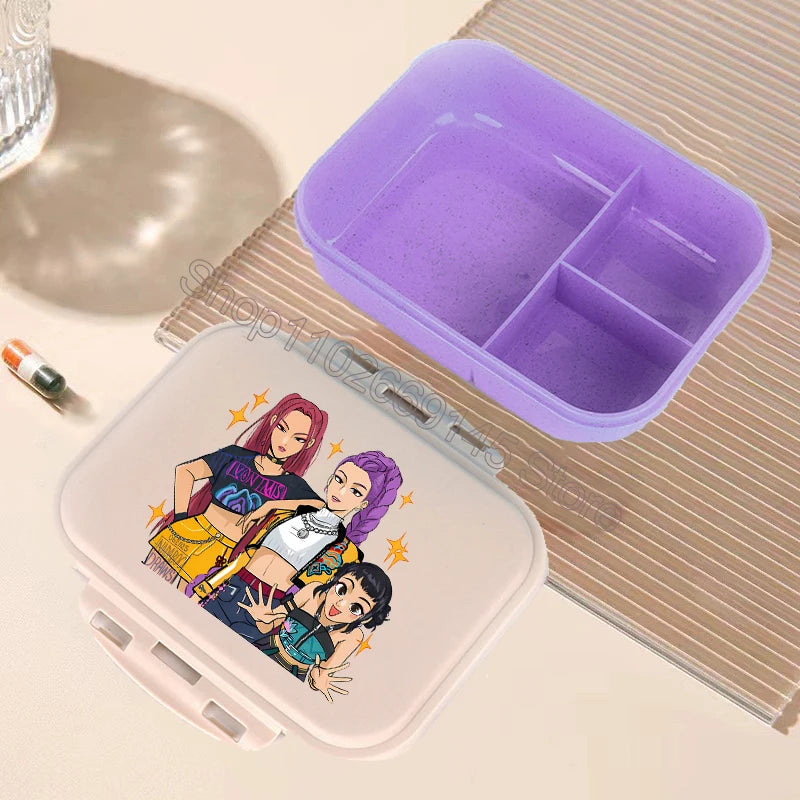 K Pop Demon Hunters Lunch Box Kawaii Cartoon Bento Lunch Box Kids Girls Large Capacity Food Storage Containers Birthday Gifts