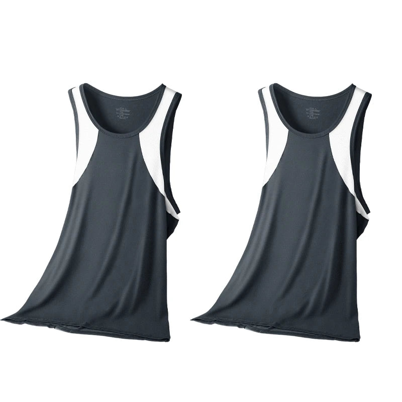 2PCSA comfortable and breathable vest man, a halter top, hurdling, short-sleeved young man, sports running, sleeveless T-shirt,
