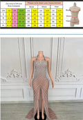 2025 Performance Clothes Female Group Rhinestone Waist Mesh Long Trailing Skirt Guest Model High-end Light Luxury Banquet Dress