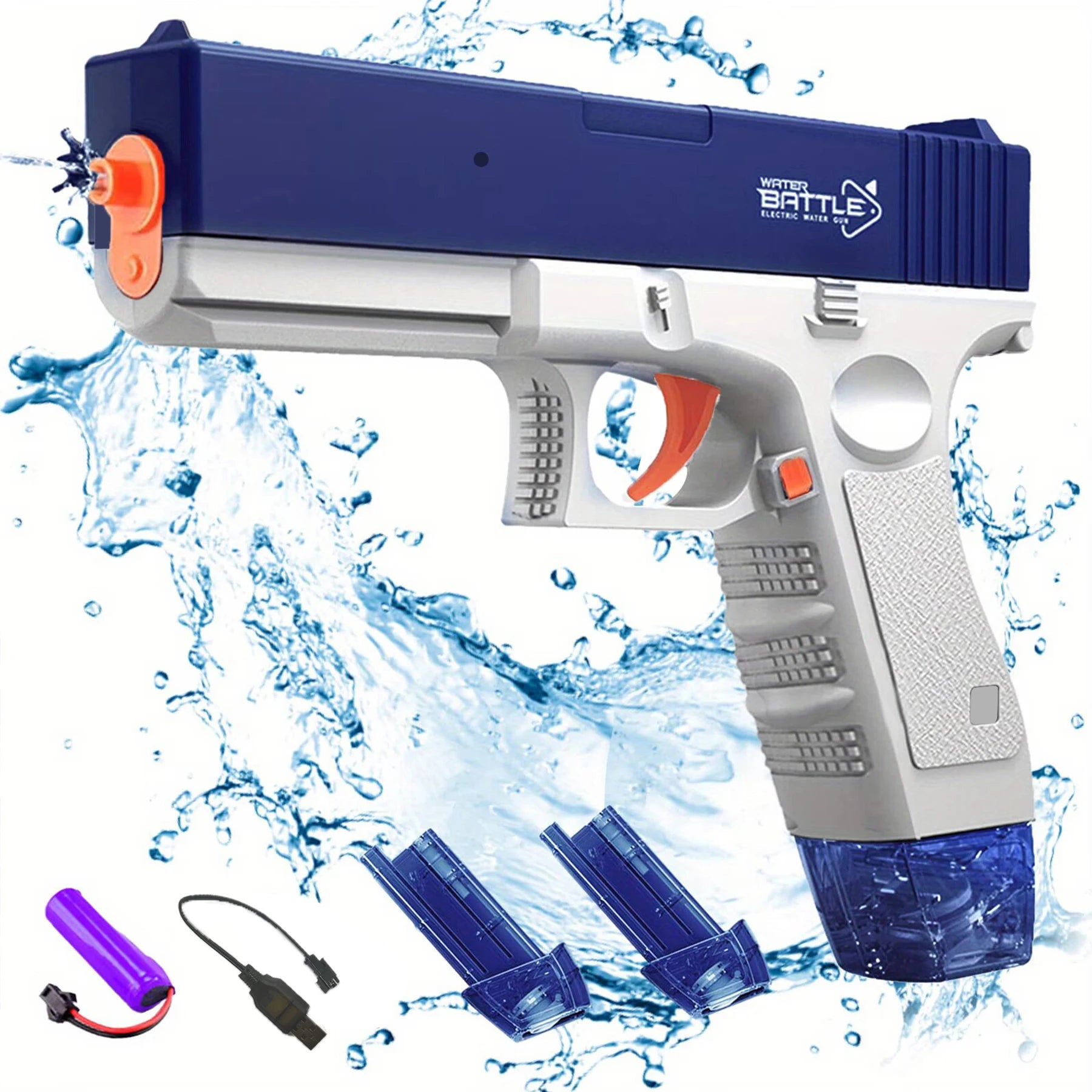 New Water Gun Electric Pistol Shooting Toy Full Automatic Outdoor Beach Gun Summer Water Beach Toy Play The Drum Magazine