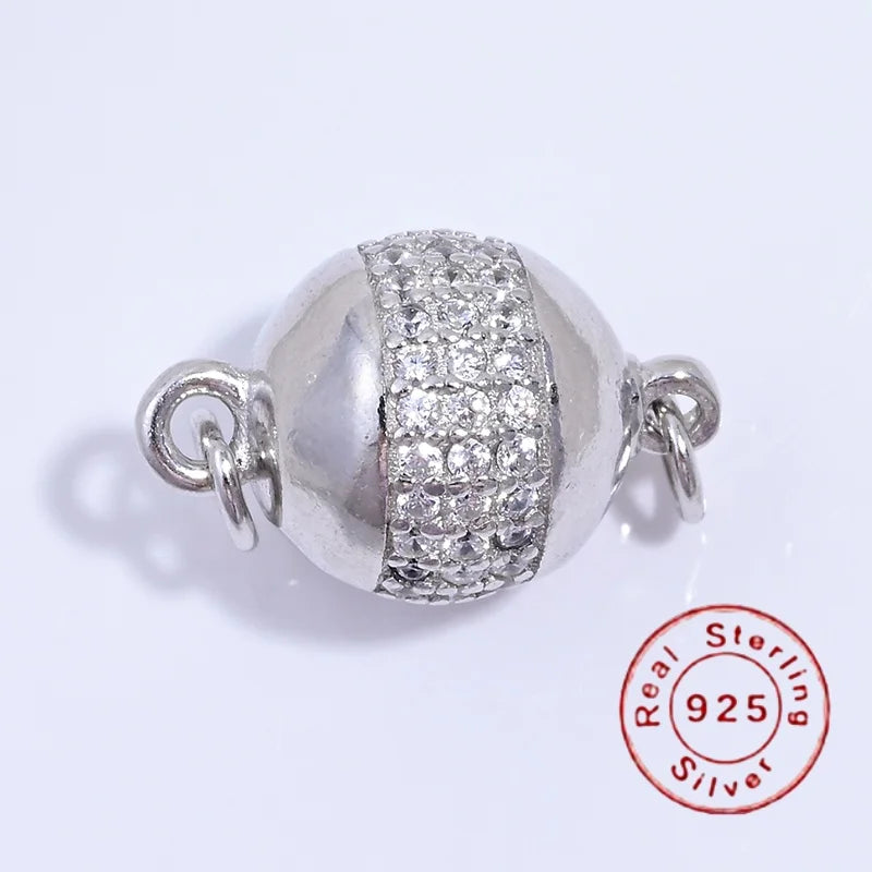 S925 Sterling Silver Pearl Necklace Buckle Head Round Ball Bracelet Buckle Connection Buckle Stick Buckle DIY Accessories SK111