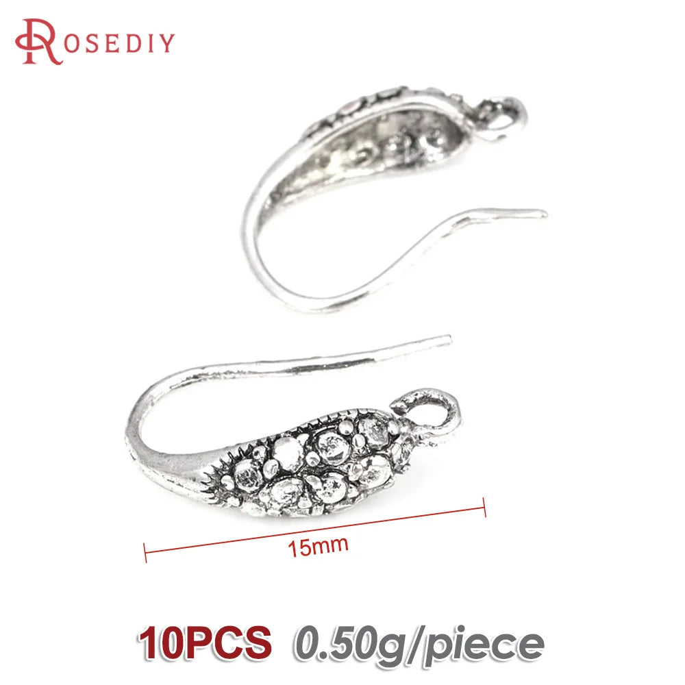 10PCS Antique Silver Color 18K Gold Color Brass Earring Hook High Quality Diy Jewelry Making Earrings Accessories for Women