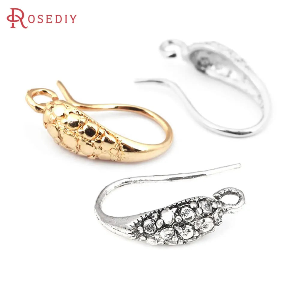 10PCS Antique Silver Color 18K Gold Color Brass Earring Hook High Quality Diy Jewelry Making Earrings Accessories for Women