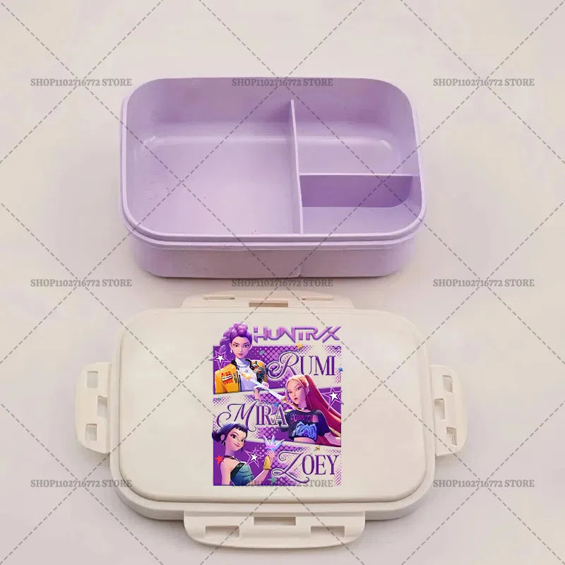 New Kpop Demon Hunter Bento Box Anime Huntrix Lunch Boxes with Dinnerware Girls School Picnic Food Storage Fruit Container Gift