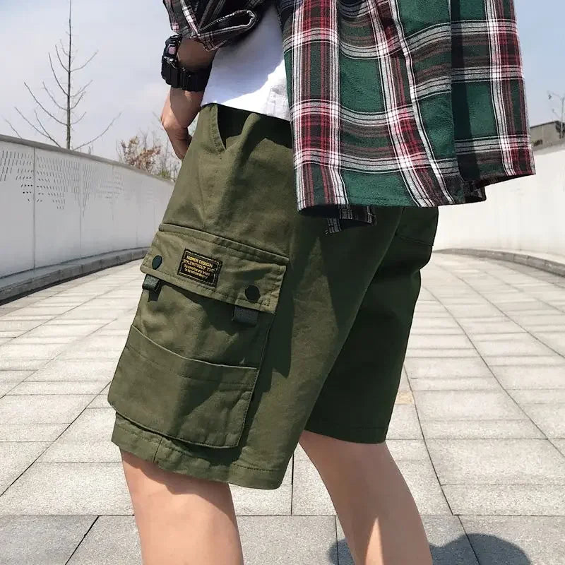 Multi Pocket Wide Baggy Mens Cargo Shorts Oversize Elastic Waist Solid Loose Big Size Short Pants for Men Hevy Whate New in Tall