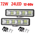 2Pcs 72W Car Work Light LED Bar 4x4 24 LED Worklight Bar Excavator 12-60V led Combo Beam For Offroad SUV ATV Tractor Boat Trucks