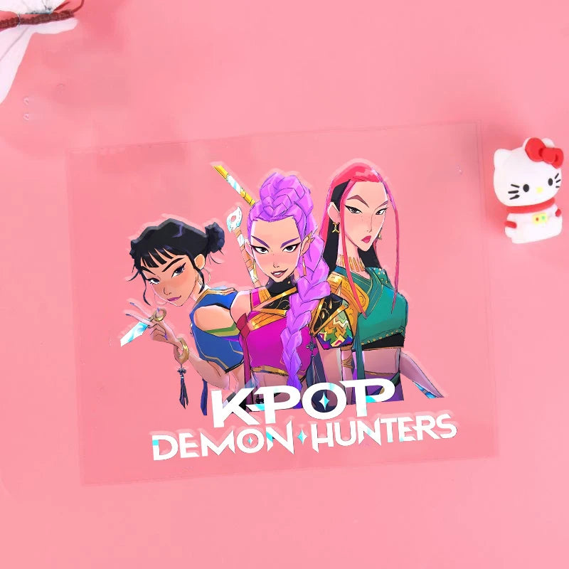 Kpop Demon Hunter Cartoon 3D Transfer Sticker UV DTF Stickers Kawaii Water Cup Water Bottle Lunch Box DIY Waterproof Sticker